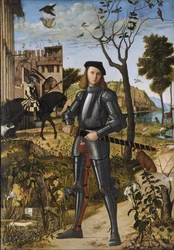 Junger Ritter in einer Landschaft