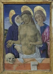 Christus im Mitleid mit der Jungfrau und dem heiligen Johannes dem Evangelisten, ca. 1490-1500