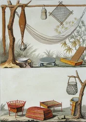 Haushaltswerkzeuge und Möbel, Karibenstamm, Niederländische Antillen, Tafel 69 aus 