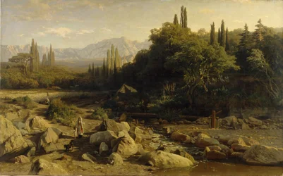Die Krim. Berglandschaft mit Fluss, 1868