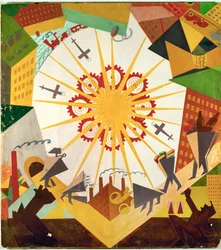 Bühnenbild zu Mystery Bouffe des Künstlers