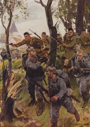 Die Seaforth Highlanders schlagen den Feind in die Flucht