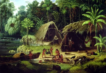 Karibisches Dorf, Britisch-Guayana, 1836
