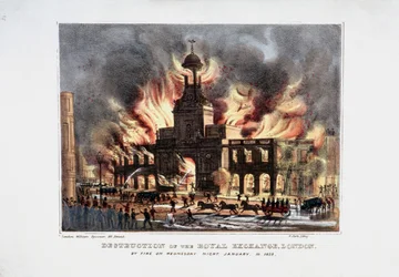 Zerstörung der Royal Exchange, 2. Brand, London, 1838