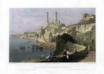 Aurangzebs Moschee in Benares, Indien, 19. Jahrhundert