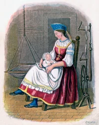 Russische Frau mit Baby, 1809