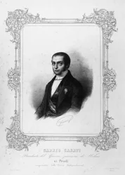 Porträt von Gabrio Casati (1798-1873), italienischer Politiker, der Premierminister des Königreichs Sardinien war, Gravur