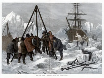 Arktisches Leben, einen Weg aus dem Eis schneiden aus den Winterquartieren, 1875