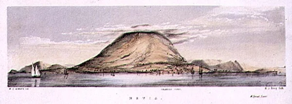 Ansicht von Charlestown auf der Insel Nevis, Westindien, graviert von Henry C. Trery (tätig 1849-54), ca. 1849