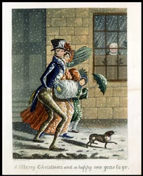 Ein frohes Weihnachtsfest und ein glückliches neues Jahr, viktorianische Weihnachtskarte