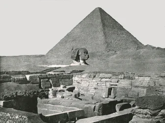 Große Pyramide, Sphinx und Tempel von Chafea, Gizeh, Ägypten, 1895