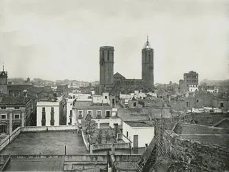 Teil der Altstadt mit Kathedrale, Barcelona, Spanien, 1895