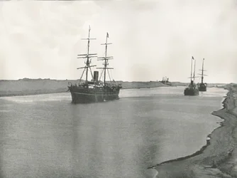 Schiffe auf dem Suezkanal, Kantara, Ägypten, 1895