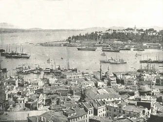 Der Eingang zum Goldenen Horn, Konstantinopel, Osmanisches Reich, 1895