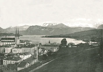 Blick auf Luzern und seine Berge, Schweiz, 1895