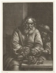 Alter Mann wärmt sich die Hände