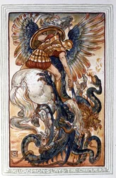 Bellerophon tötet die Chimäre, ca. 1900 (Illustration)