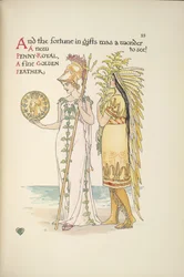 Britannia und eine Frau in indianischer Tracht