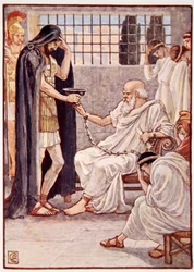 Er trank den Inhalt, als wäre es ein Schluck Wein, Illustration aus Die Geschichte Griechenlands von Mary Macgregor, 1. Ausgabe, 1913