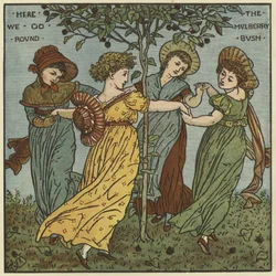 Hier gehen wir um den Maulbeerbaum