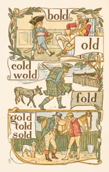 Reimwörter, die mit dem Buchstaben D enden. Ein Junge als Soldat verkleidet. Ein Schotte. Ein Jockey. Das goldene Primer.