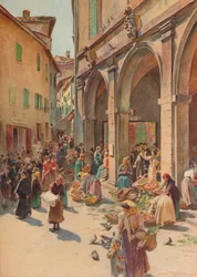 Der Markt in Montepulciano, um 1900-1913