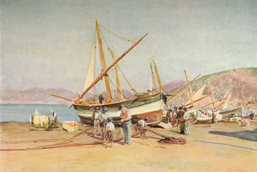 Der Strand bei Sestri Levante, um 1910, 1912