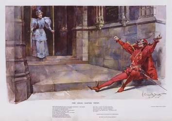 Das übliche Oster-Treffen: Mephistopheles wartet darauf, dass ein Mädchen die Kirche verlässt