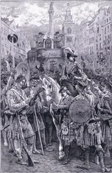 Proklamation des alten Prätendenten als König James VIII am Edinburgh Cross