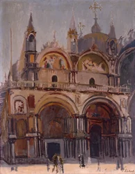 Ansicht des Markusplatzes und der Basilika, um 1901