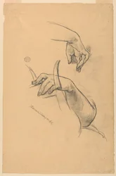 Studien des linken Arms und der rechten Hand einer Frau