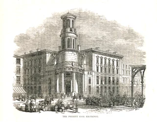 Die gegenwärtige Kohlenbörse, eröffnet von Prinz Albert im Jahr 1849, Thames Street, 1878
