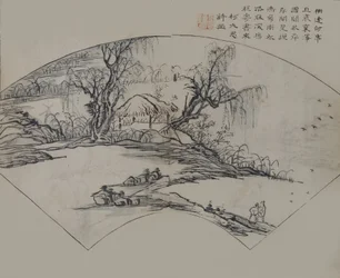 Landschaft von Ke Jiusi 1290-1343, aus dem Mustard Seed Garden Manual of P..., Erstausgabe, 1679