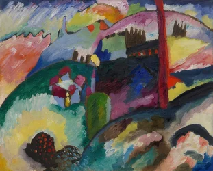 Landschaft mit Fabrikschornstein