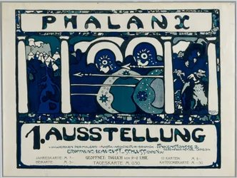 Plakat für die erste Ausstellung der Phalanx