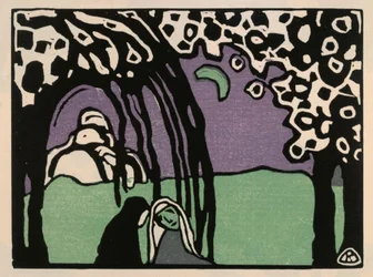 Zwei Frauen in Mondlandschaft (Blatt 12 aus: „Klänge“)