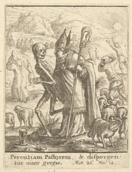 Bischof, aus dem Totentanz, 1651