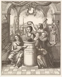 Frontispiz der Geschichte der Royal Society of London von Thomas Spratt, veröffentlicht 1702