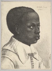 Kopf eines jungen Schwarzen Jungen im Profil nach rechts, 1645