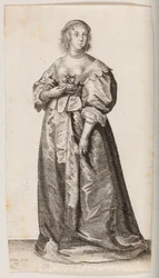 Frau mit Perlenhalskette und -armband