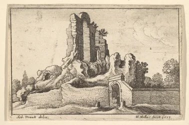 Ruinen und ein vergittertes Tor auf dem Esquilin-Hügel in Rom, 1673