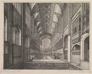Chor der St.-Georgs-Kapelle, Windsor (aus Elias Ashmoles „Der Hosenbandorden“, 1672)