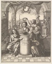 Die Royal Society, Frontispiz zu Thomas Sprat, Die Geschichte der Royal Society von Lond..., 1667