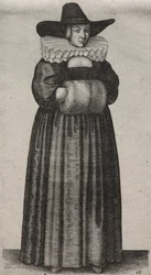 Die verschiedenen Gewänder englischer Frauen, von der Adligen bis zur Landfrau..., 1640