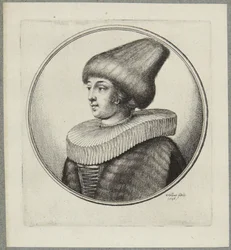 Frau mit spitzer Pelzmütze