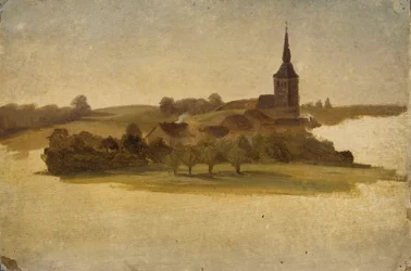 Blick auf die Kirche von Erkrath, Studie