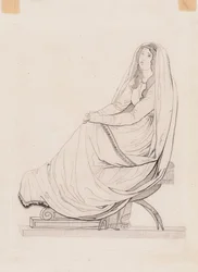 Sitzende Frau