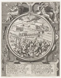 Die Truppen von Bourse vertreiben die deutschen Soldaten von Treslong und Merville aus der Zitadelle, 1577 (Serientitel: Medaillons mit der Eroberung der Zitadelle von Antwerpen 1577)