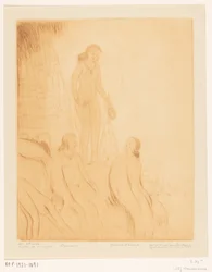 Badende Mädchen am Ufer des Ganges in Benares