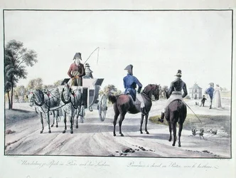 Reiten im Prater Park, Wien, graviert von Adam von Bartsch, 1804